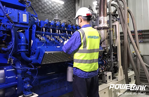 A technician with a natural gas generator