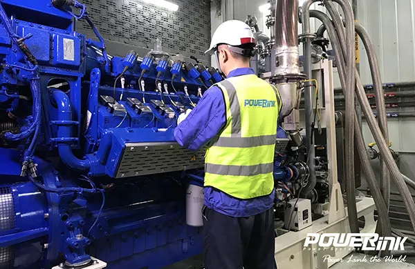 A technician with a natural gas generator
